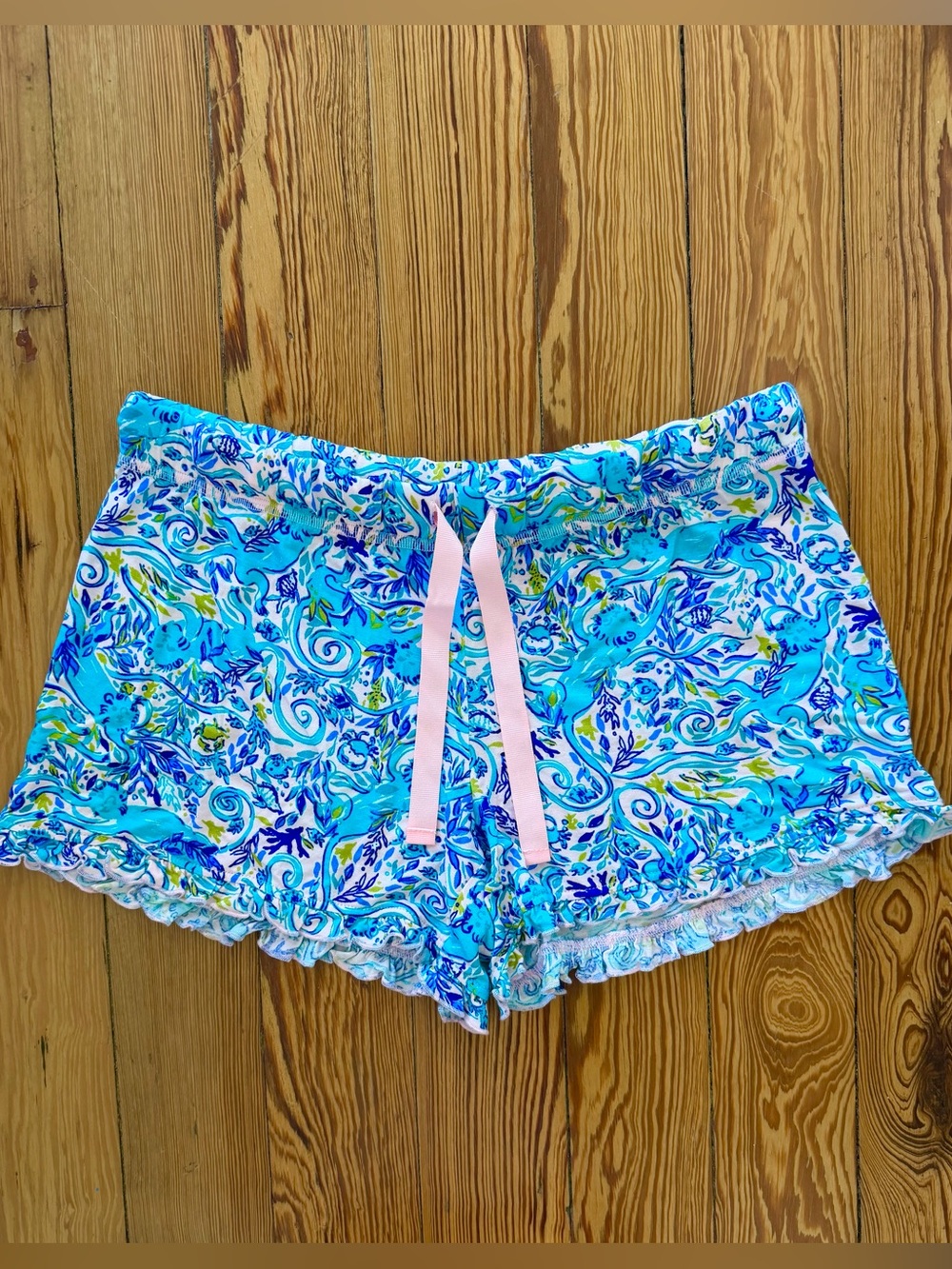 Lilly Pulitzer Melon Fig Tint Monkey Sea Pajama Shorts Ruffles Small S